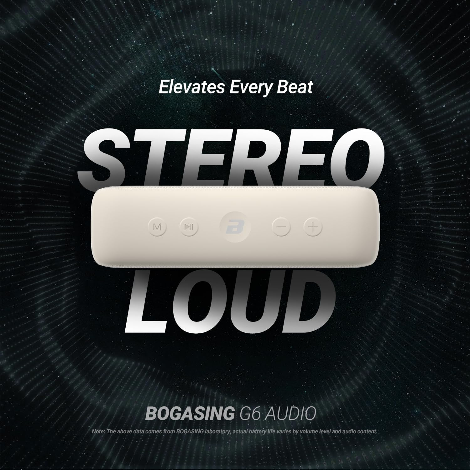 BOGASING G6 Bluetooth Speaker, Portable Wireless Speakers with 30W Loud Stereo Sound, 35H Playtime, IPX6 Waterproof, Bluetooth 5.3, EQ, Tf-Card, AUX, USB Stick, Outdoor Speaker for Party - Beige image number 3