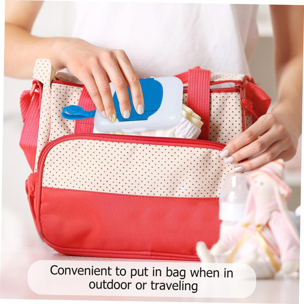 2Pcs Wipes Storage Box Portable Travel Wipes Case Compact Wet Tissue Holder Moisture-Sealing Cover Material for Easy One-Handed Use image number 5