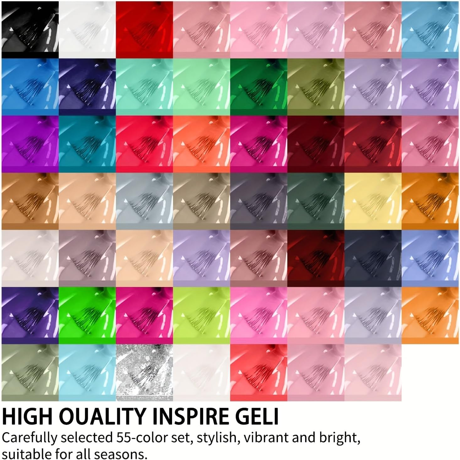 Finger Secret 55+5 Color Gel Nail Polish Set, Full Colors Necessary Professional Nail Art DIY Tools, 8Ml Each Lasting and Durable Soak off Gel / UV Gel Nail Polish Ideal for Nail Salon or Home DIY Color Gel Nail Polish