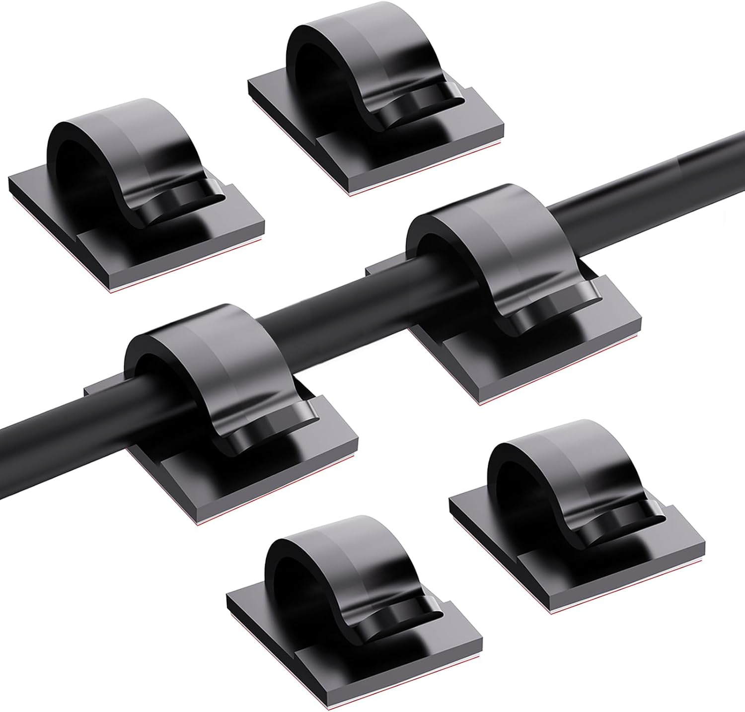 100 Pcs Cable Clips Self Adhesive，Cable Organiser for USB Charging Cable, Power Cords, Office Home Cable Holder for Cable Tidy Management, Christmas Light Hooks Fairy Light Decorations(Black）