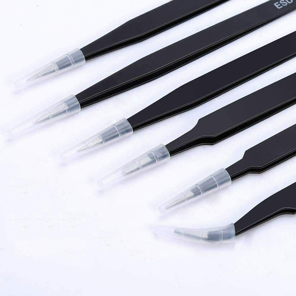 6 Pcs ESD Anti-Static Tweezer Set Tweezers Maintenance Tool Stainless Steel AU image number 5