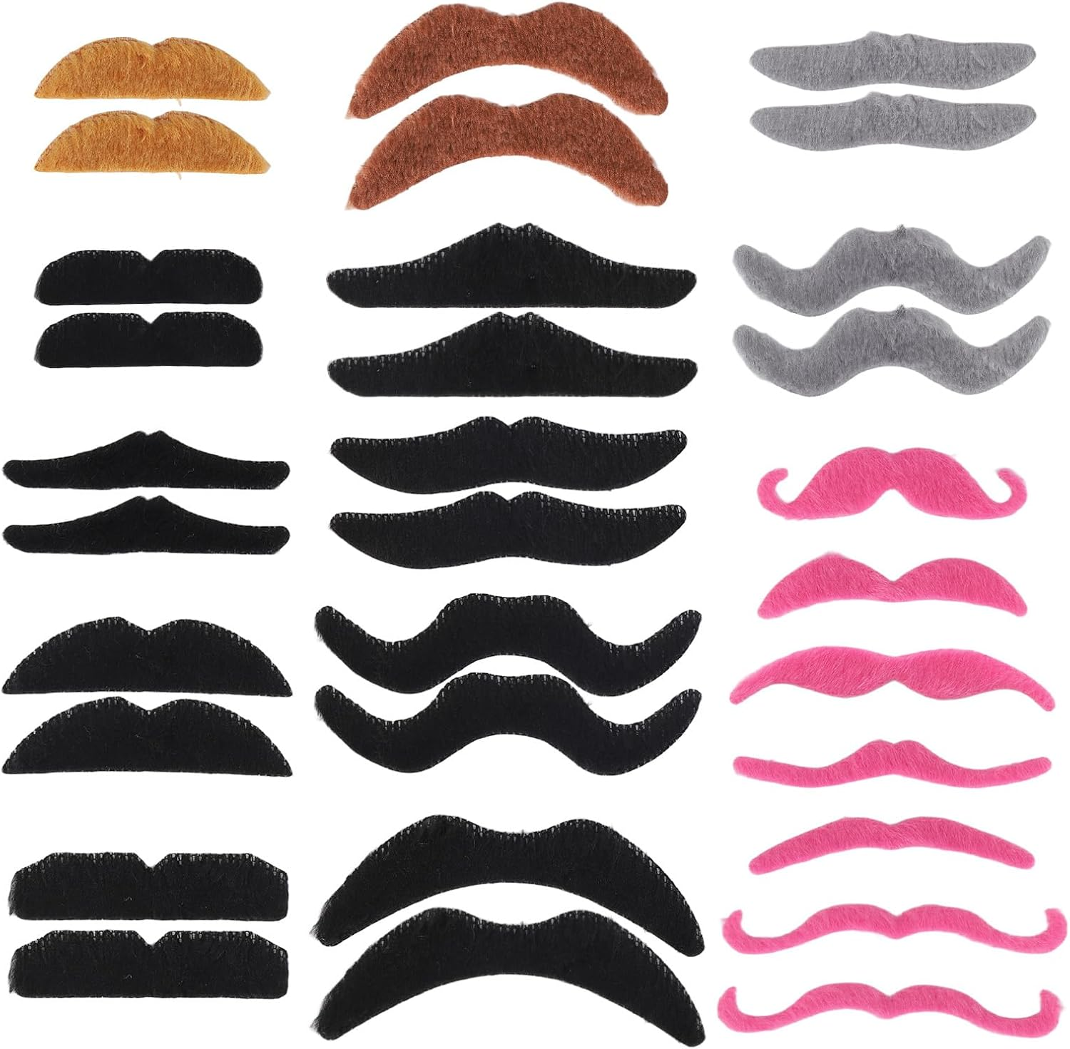 BTYMS 31 Pcs Fake Mustaches Self Adhesive Hairy Beard Costume Facial Hair for Christmas Party Supplies Decorations image number 4