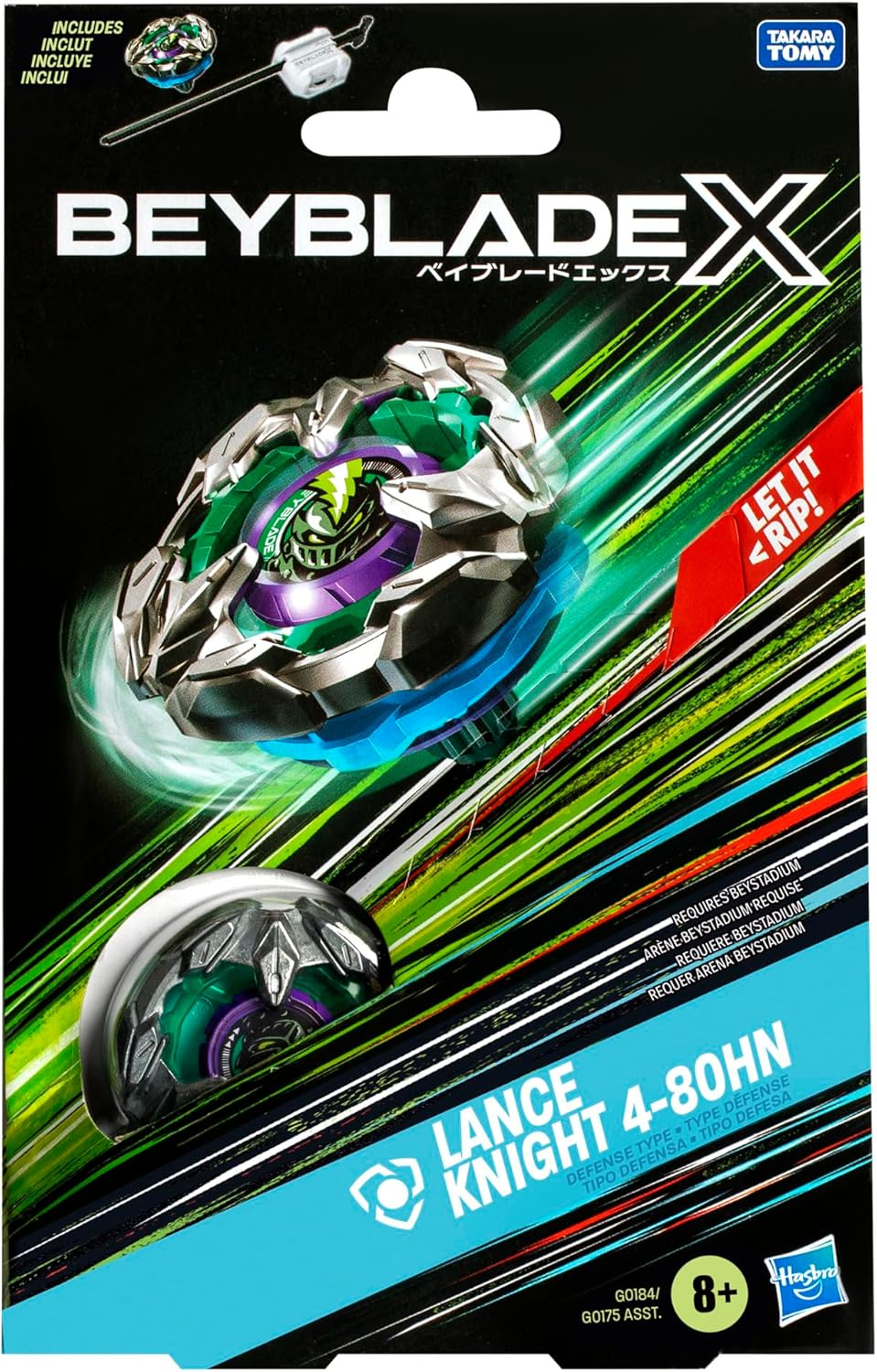 Beyblade X Lance Knight 4-80HN Starter Pack Set with Defense Type Right-Spinning Top and Launcher; Battling Top Toys for 8 Year Old Boys and Girls