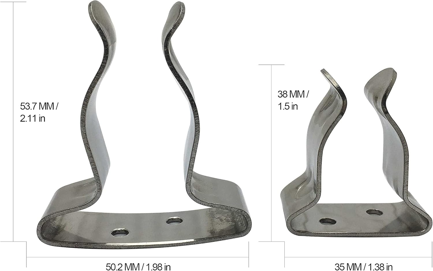 Spring Clips Hook Spring Clamp Tool Holder -Marine Grade Stainless Steel, for Boat Hook, Boat Pole, Gaff, Fishing Rod, Oar, Paddle, Brooms, Mop Handle, Tubes in Place -Pack of 2 (Small) image number 5