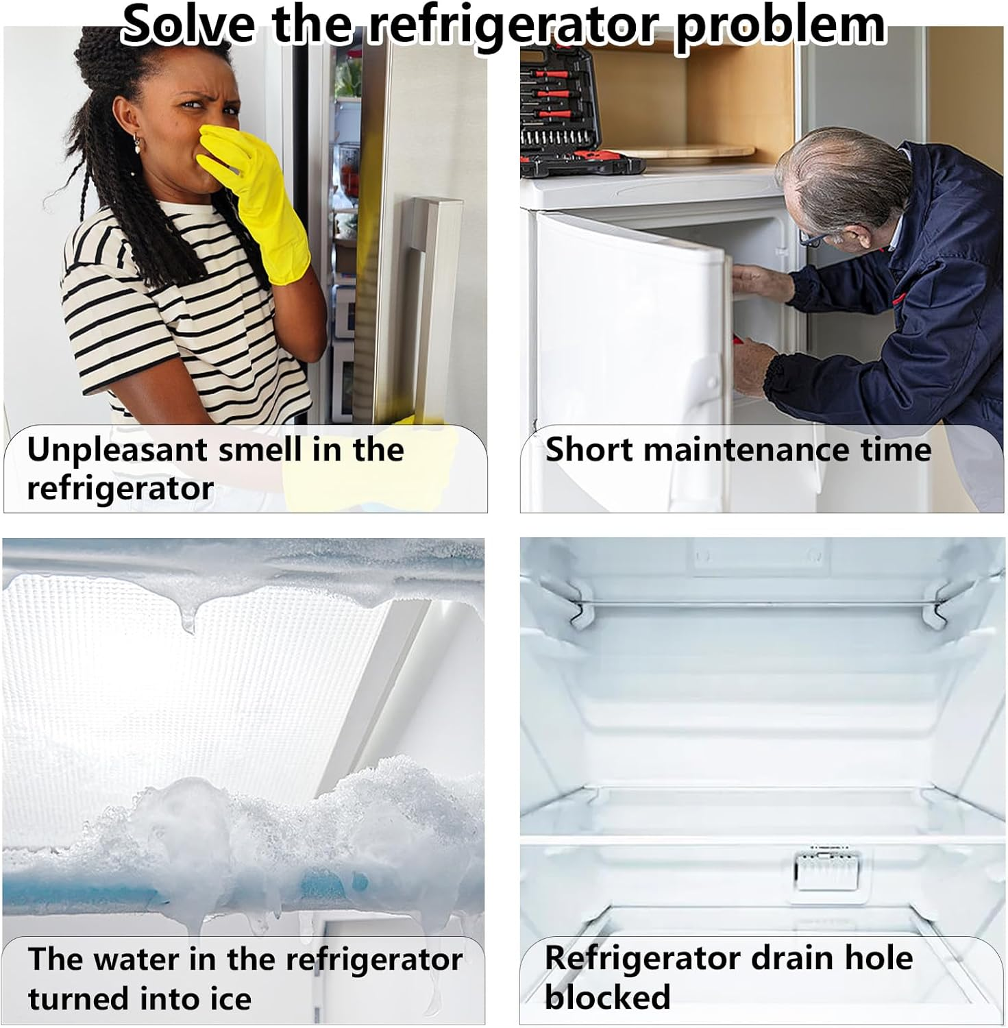 14-Piece Fridge Cleaning Set, Fridge Drain Cleaning, Fridge Cleaner Set with Fridge Brush, Hose, Syringe, De-Icing Shovels, Plunger, for Unblocking Drain Holes, Refrigerators image number 5