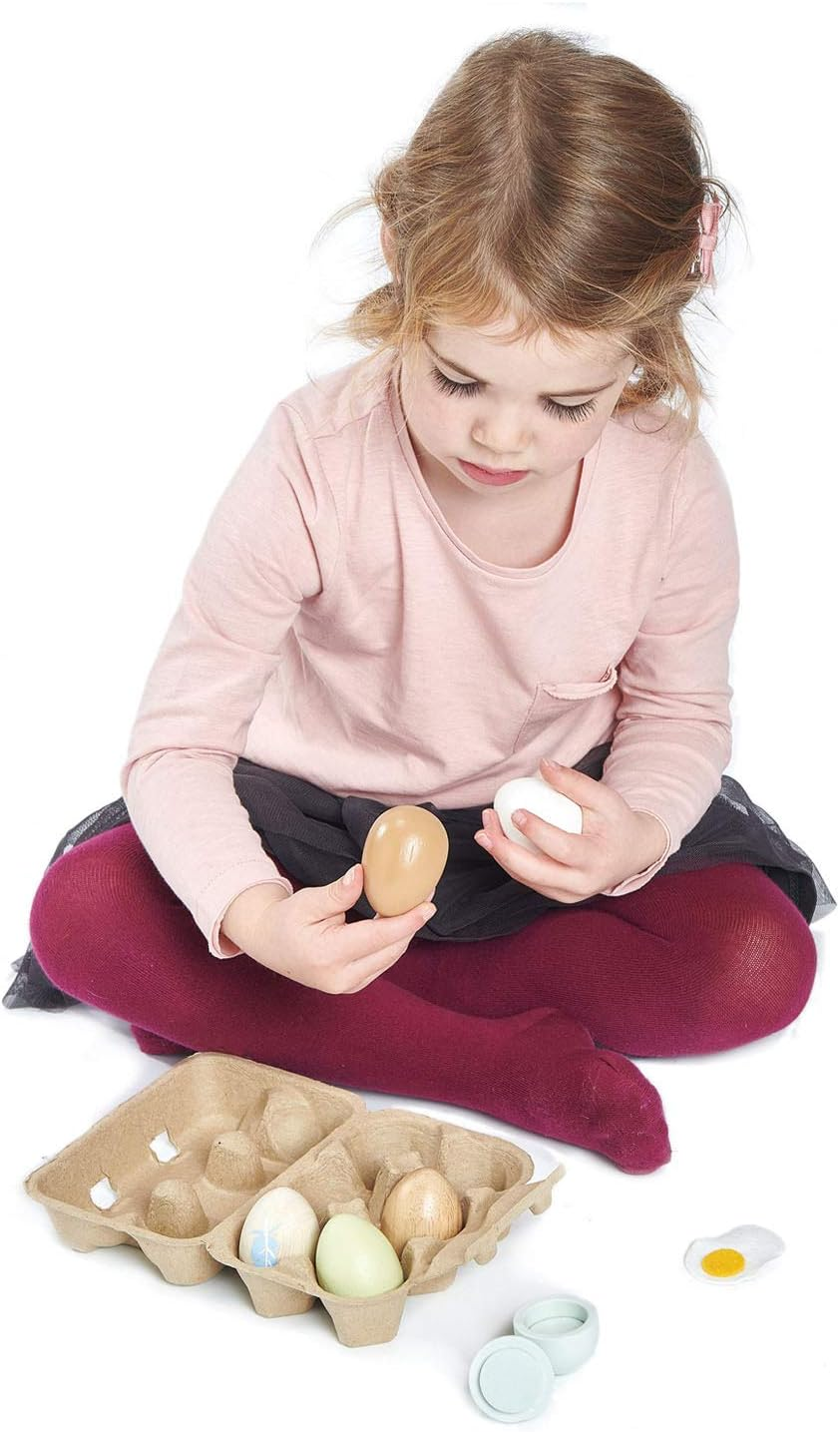 Tender Leaf Toys Wooden Eggs - Wooden Pretend Play Half Dozen Eggs in a Carton image number 3