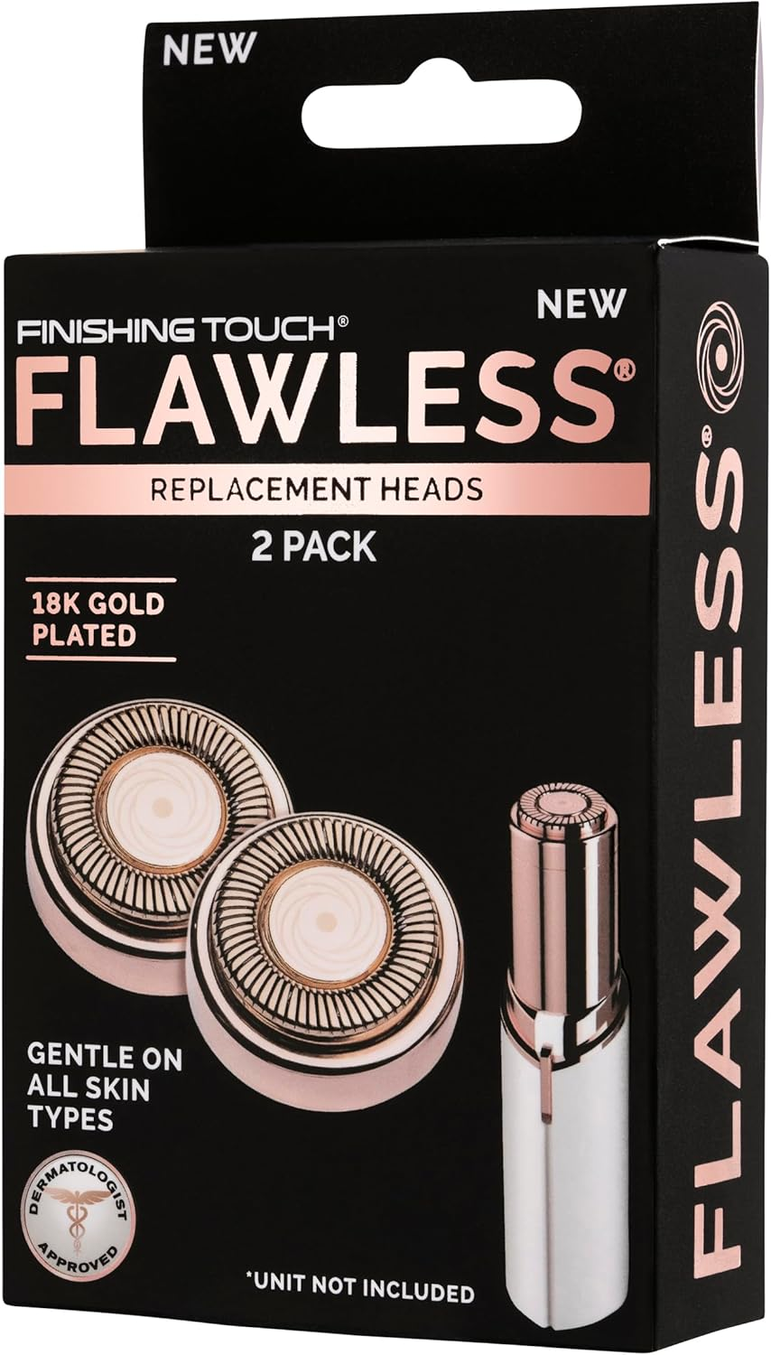 Finishing Touch Flawless Facial Hair Remover Replacement Head Generation 2 - No Redness, Nicks, or Cuts - Electric Shaver - Hair Removal, Pack of 2