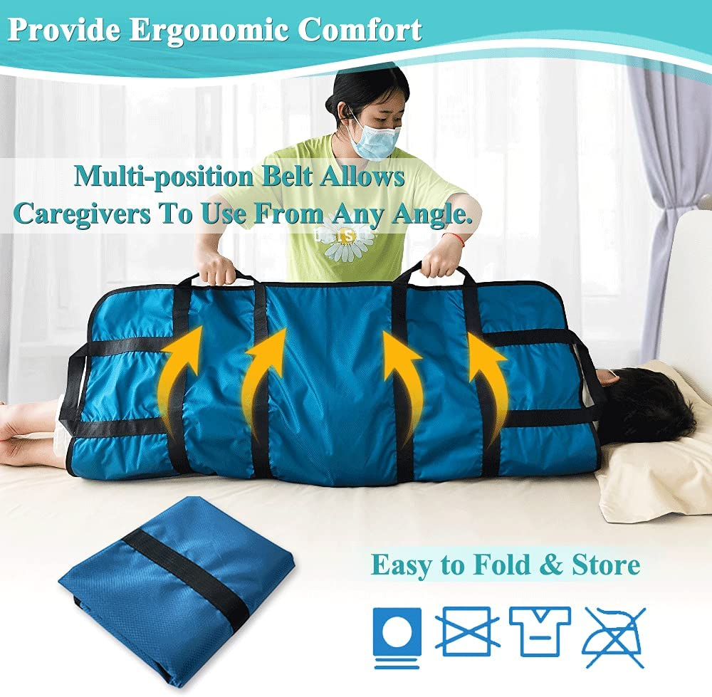 Positioning Bed Pad with Handles Hospital Sheets Transfer Board Belts Patient Lift Elderly Assistance Incontinence Mattress Sheets for Turning, Lifting, Repositioning Washable Underpads (48" X 40") image number 1