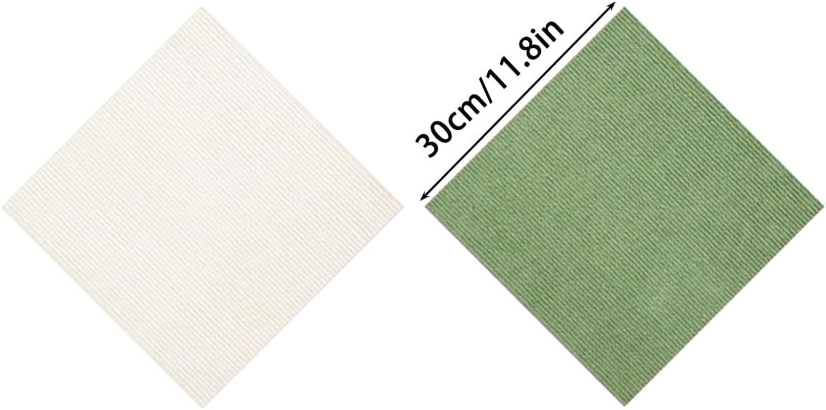 AIMALL 12PCS Patchwork Floor Mats 11.8In X 11.8In Self-Adhesive Japanese-Style Anti-Slip Polyester Carpet Tiles for Living Room Bedroom Entryway Beige Green - Green image number 3