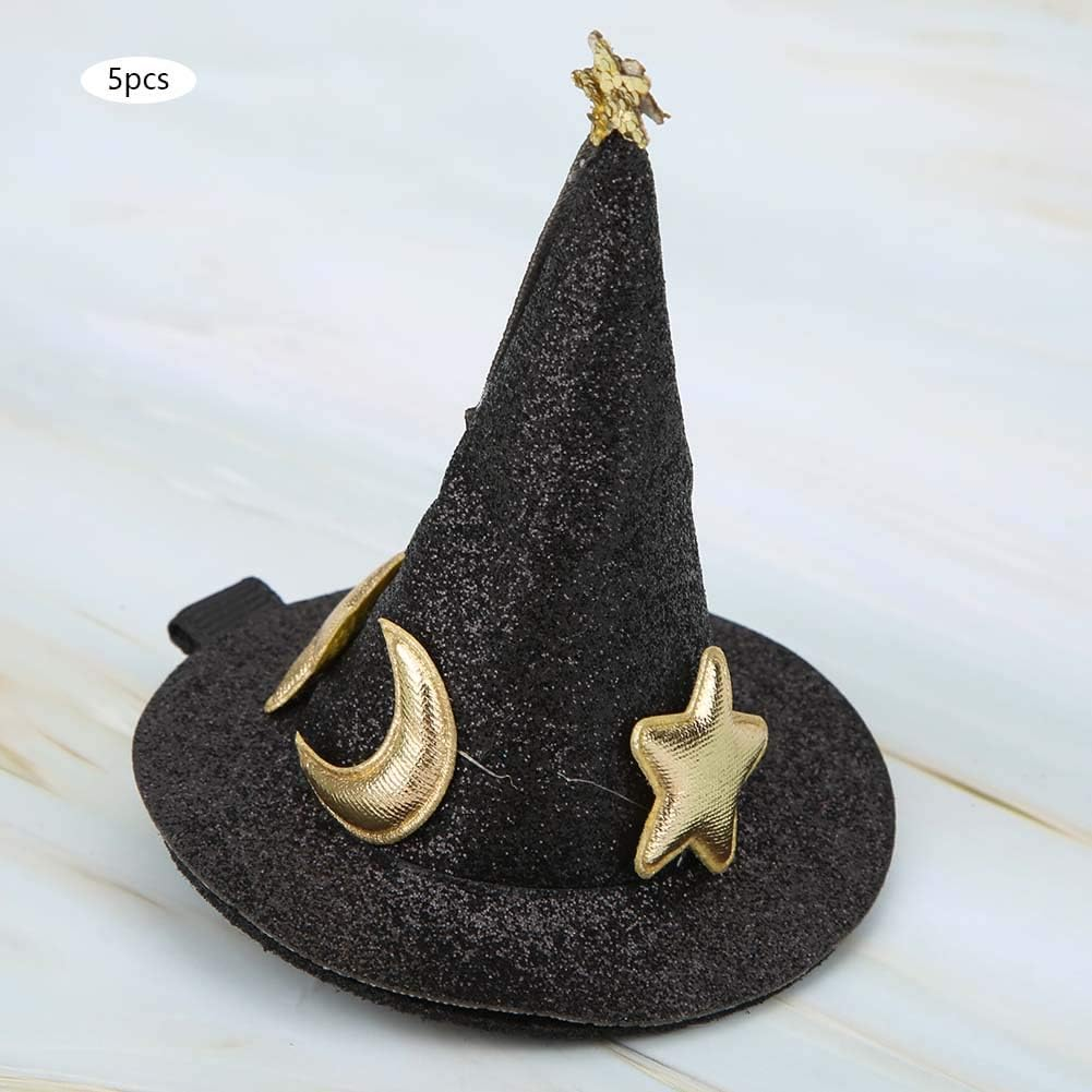 Gavigain Mini Witch Hat Hair Pins Cute Hair Clips Halloween New Year Christmas Holiday Decoration for Kids Black 5 Pieces image number 4