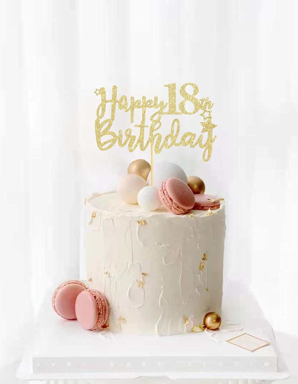 LOVENJOY Happy 18Th Birthday Cake Topper Gold Glitter Hello Sweet 18 Cake Decoration image number 4