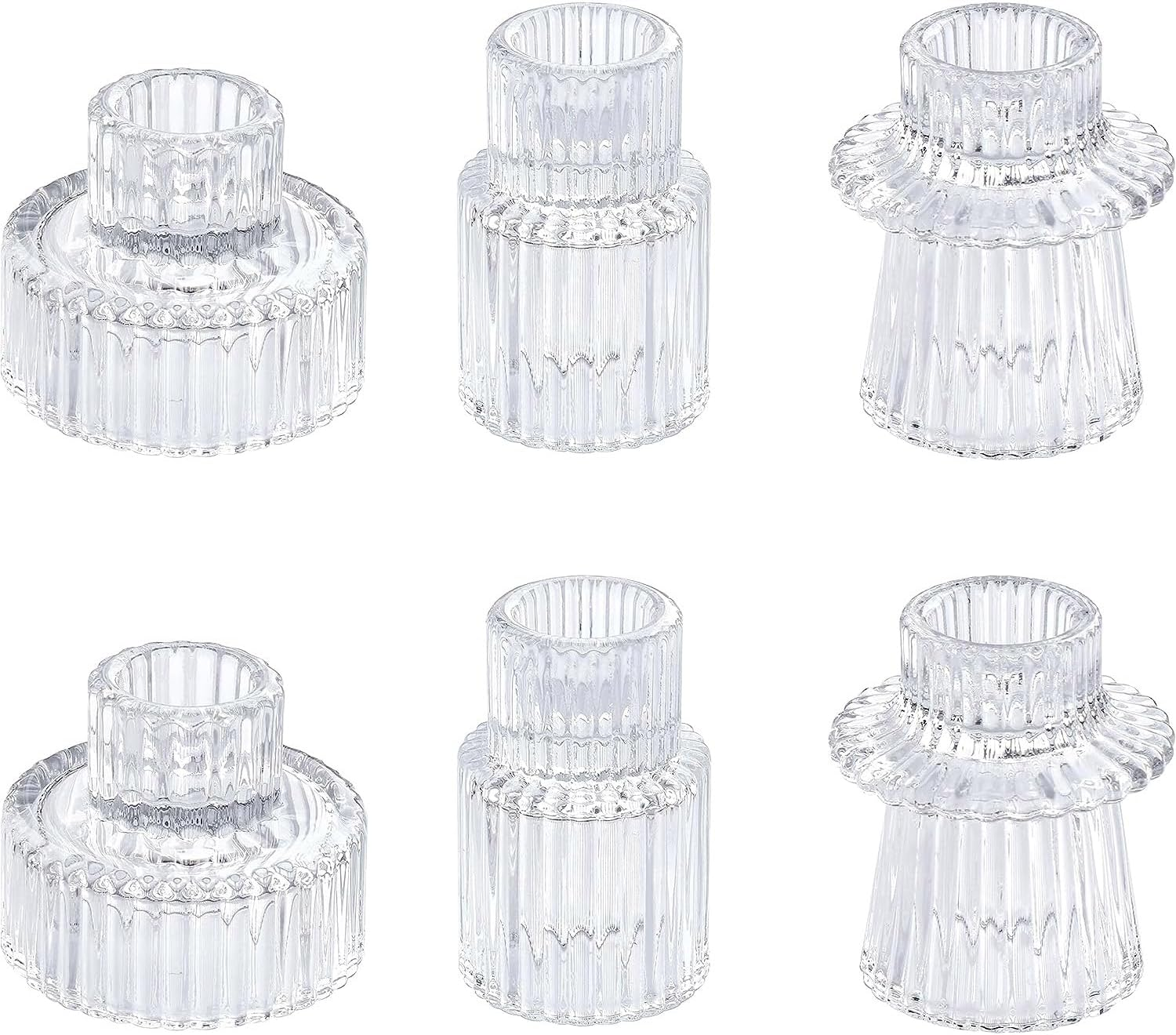 Crystal Candle Holders Set of 3, Tea Light Candle Holders, Glass Votive Candlestick Holders for Home Decoration for Wedding, 6X5Cm-8X5Cm-10X5Cm (Excluding Candles) (3 Pack Crystal)