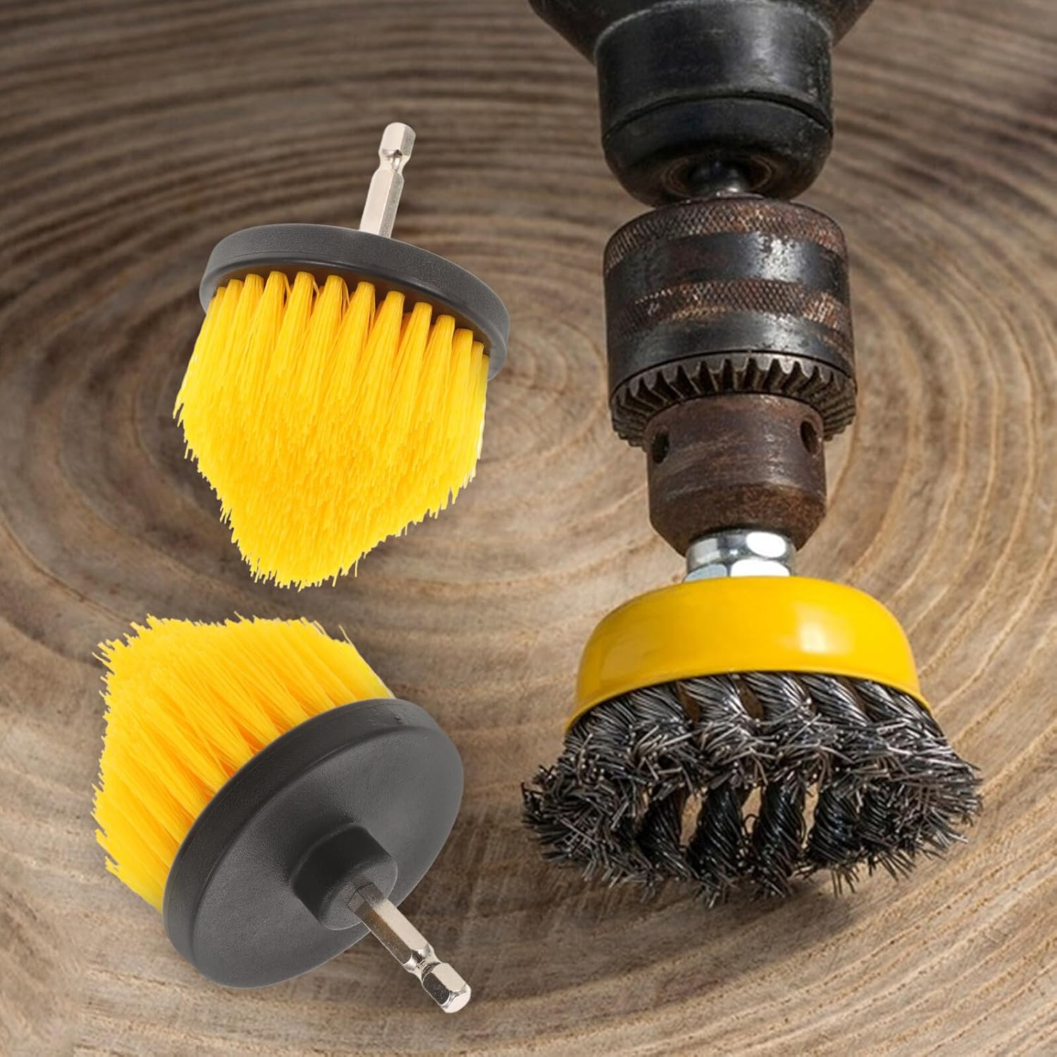 UPKOCH 2Pcs Drill Brush Attachment Cleaning Scrubber Tool Scrubbing Brush for Car Kitchen Bathtub Tile Walls Steel PP Material image number 3