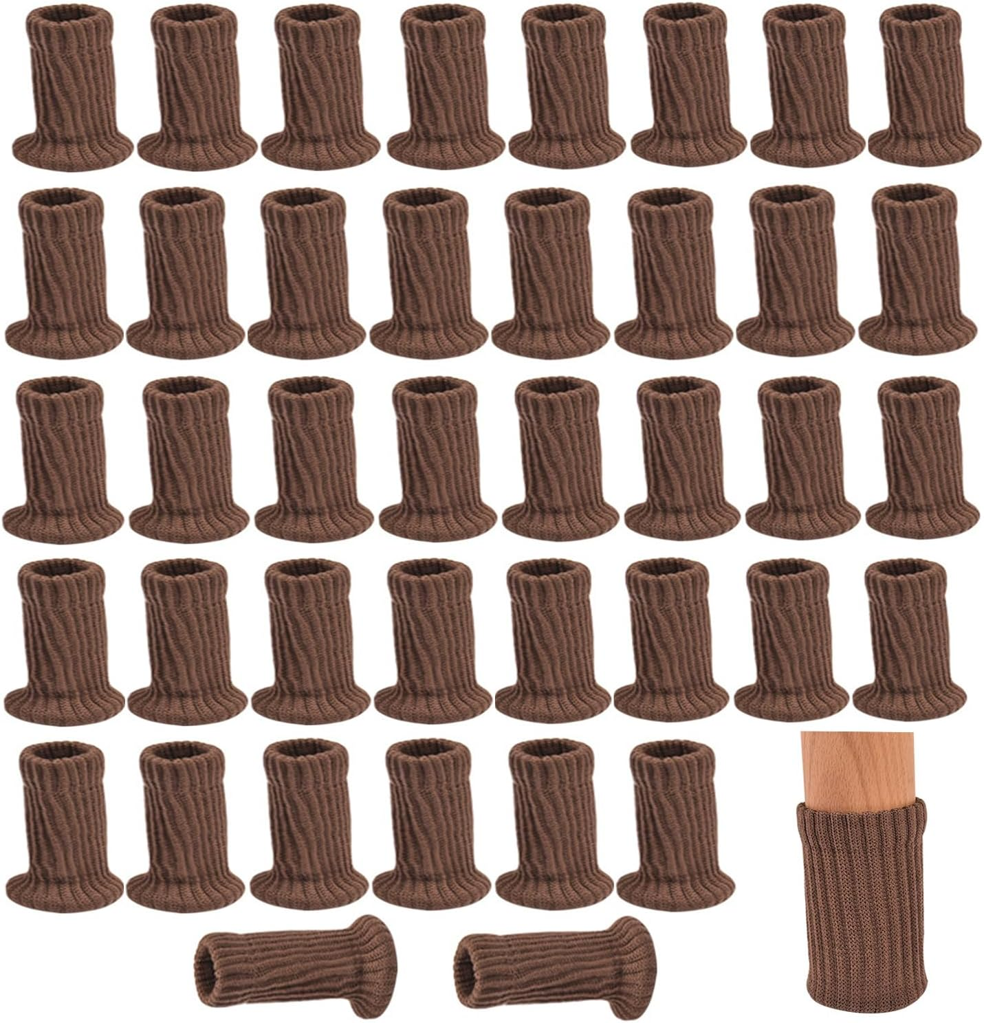 Taicols Chair Leg Socks, 40 Pcs Furniture Socks, Chair Covers for Legs, Chair Leg Floor Protectors, Furniture Sliders for Chair Legs, Furniture Cups Table Feet Cover, Knitted Chair Feet Socks (Beige)