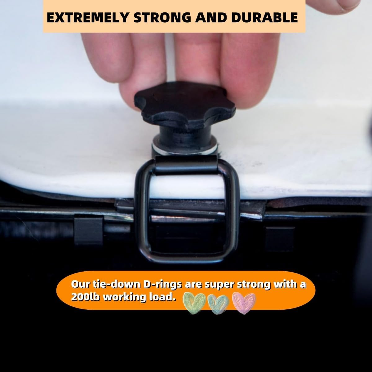 8 PCS Heavy Duty D-Ring Anchors,Easy-To-Install Truck Tie Downs,Ywbfove Compatible with Cargo Cover Mounts, Heavy-Duty Accessories for Truck, Trailer, Camper, Boat and More(Black) image number 3