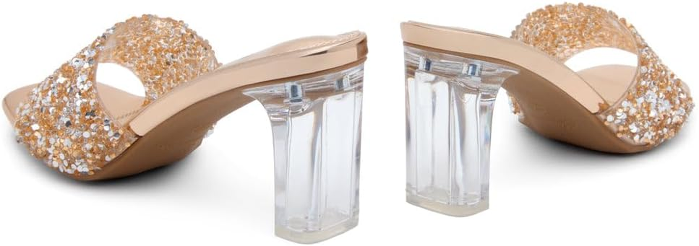 Shoe Land Womens Sl-Jolene Clear Block Heeled Sandals Open Toe Transparent Strap Dress Slides image number 6