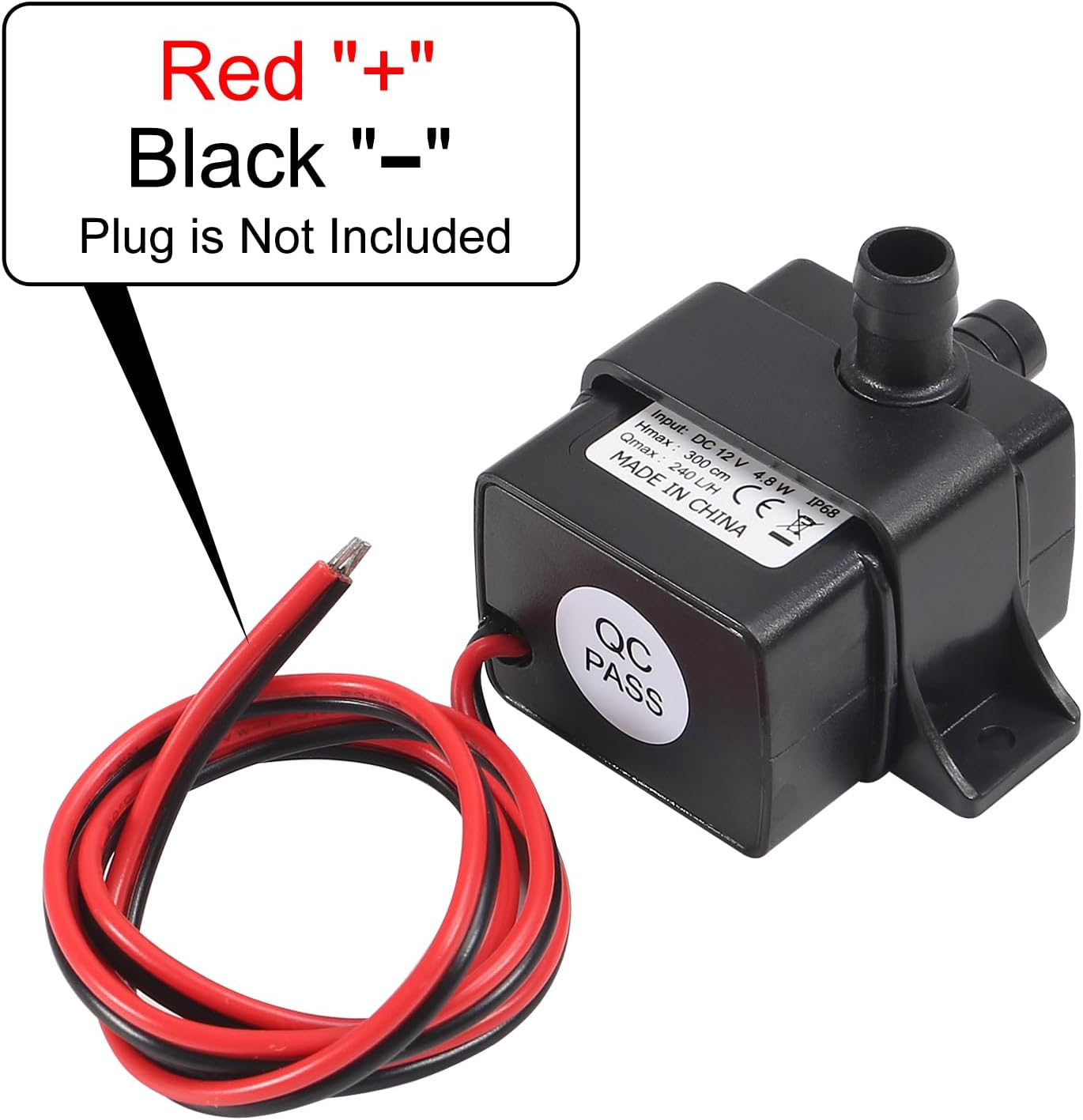 DIANN Mini Submersible Water Pump DC 12V Small Fountain Pump (4.8W 240L/H) with 3.3Ft Tubing 8X10Mm for Fish Tank Aquarium Fountain