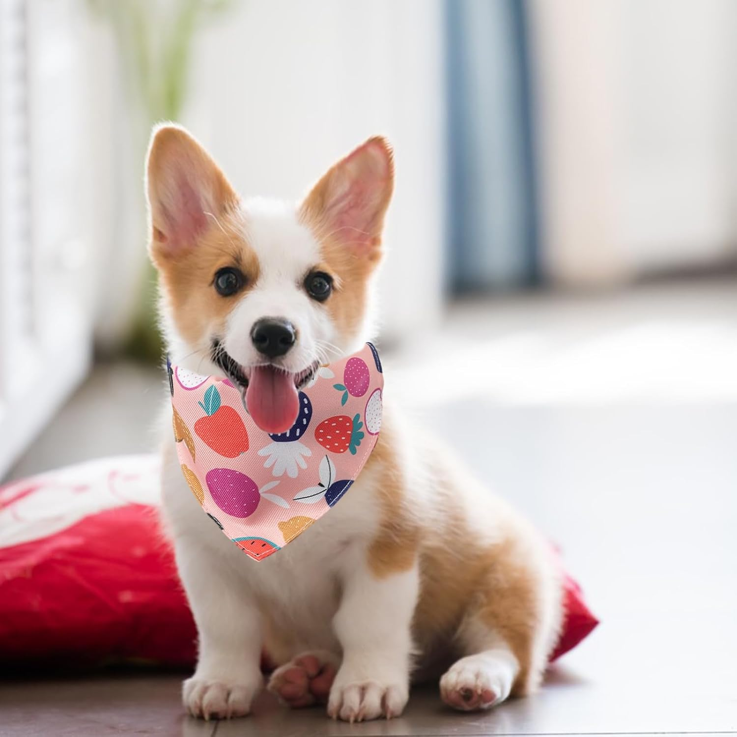 Dog Neckerchief, Adjustable Cat Kerchief Dog Neckerchief, Dog Neckerchief with Collar, Dog Neckerchiefs, Washable Triangle Dog Bibs, 2 Pieces Dog Bandanas, for Small and Medium Dogs (Pink + White, S)