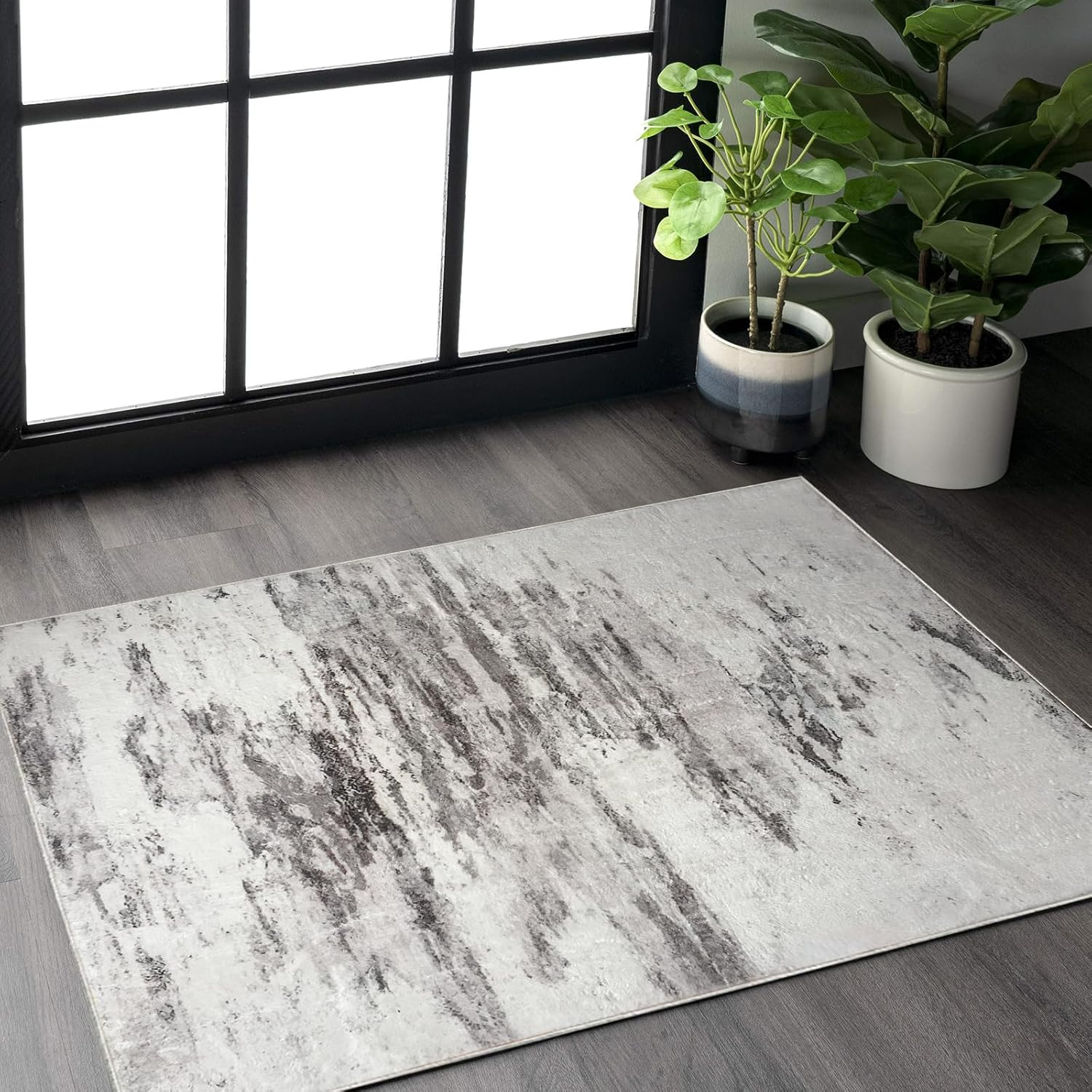Asiinnsy Area Rug Rugs Living Room Rugs Abstract Large Rug Short Pile Soft Morden Rugs Carpet for Bedroom Anti-Slip Carpets (Abstract Lvory/Multi, 200 * 250Cm)