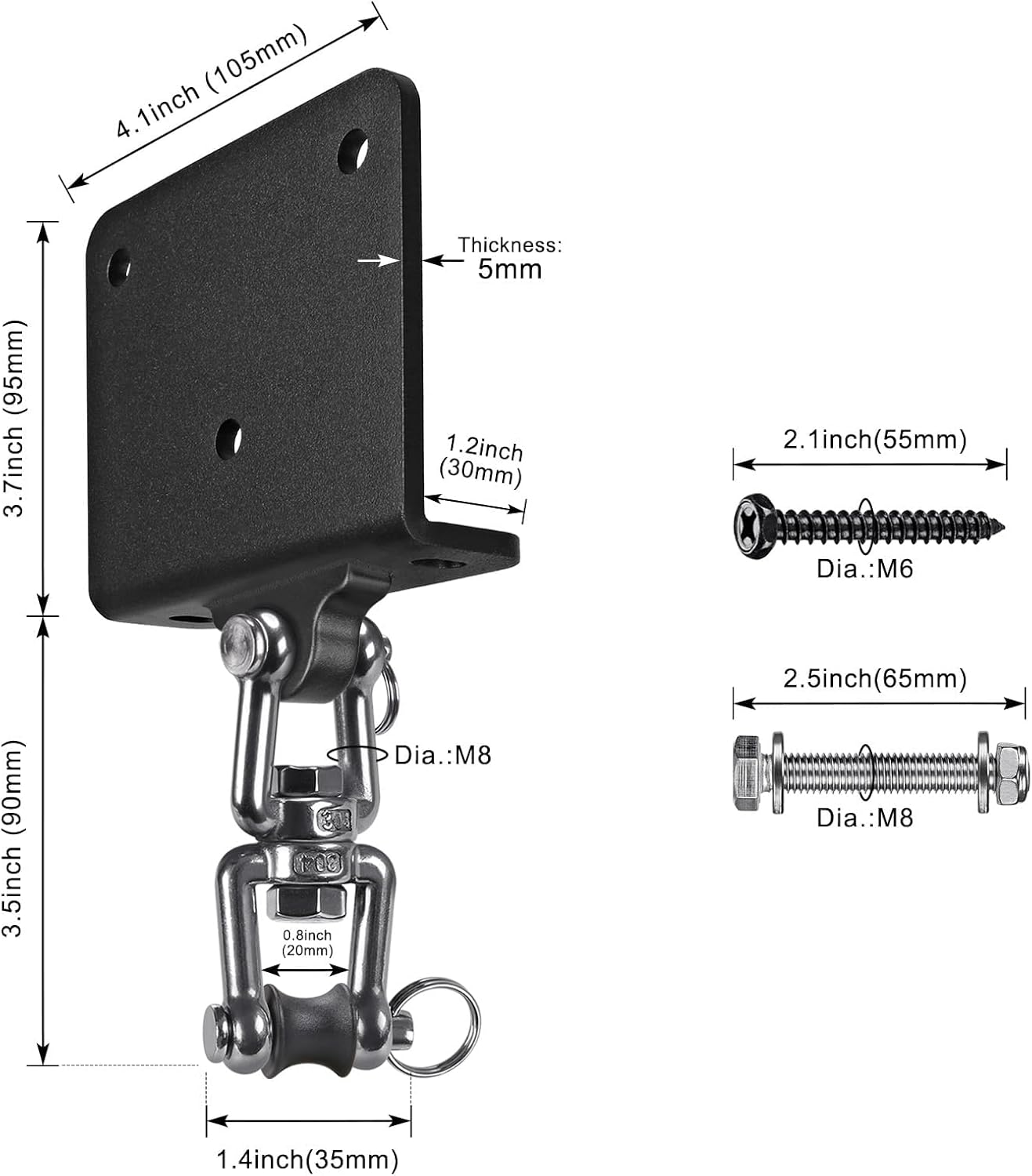 Punching Bag Hanger for Heavy Bag Beam Mount Hardware 360&deg; Rotation Boxing Bag Ceiling Mount I-Beam Heavy Bag Hanger Beam Mount Hooks for Hanging Heavy Punching Bags image number 3