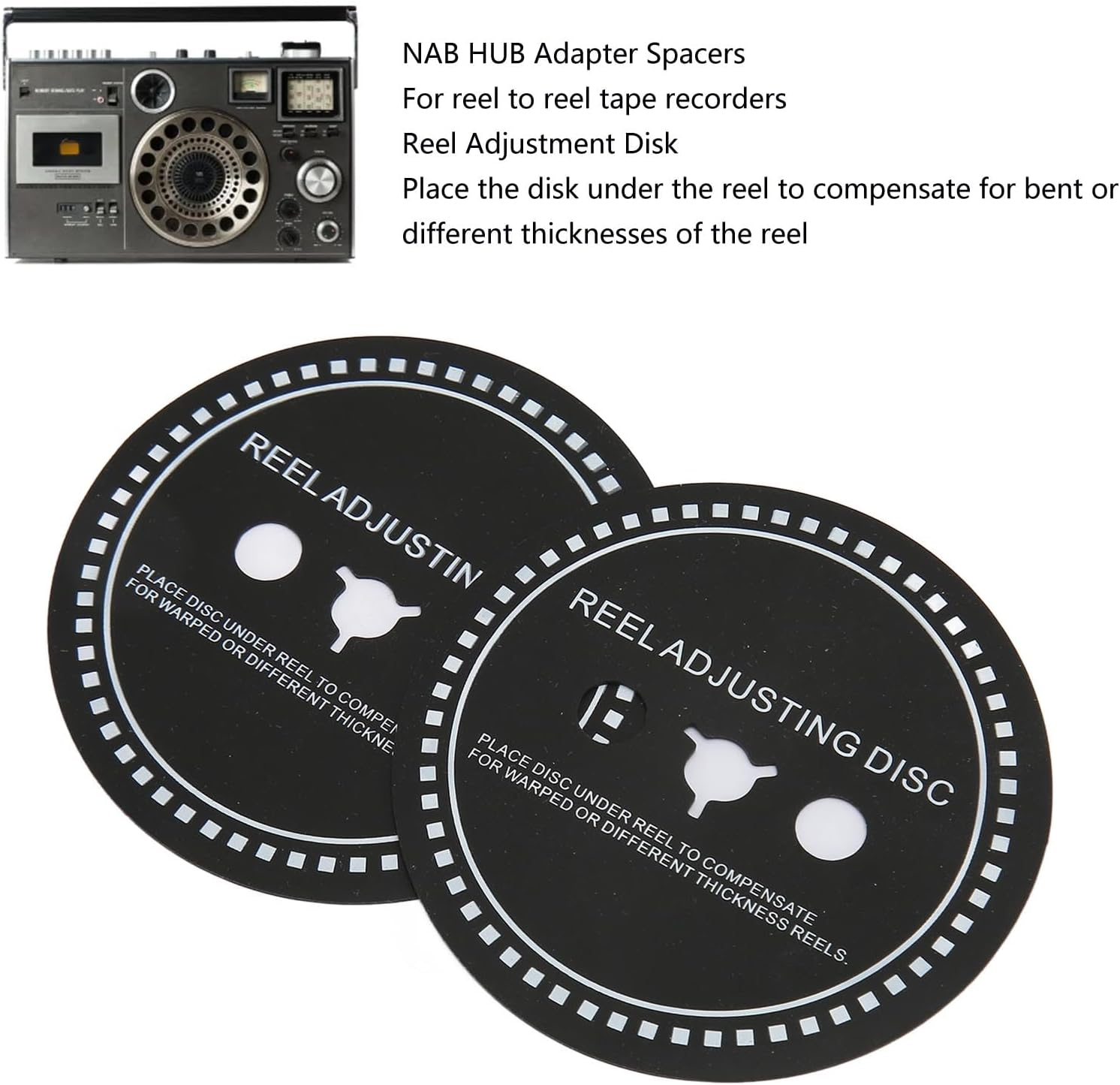 2PCS Nab HUB Adapter Spacer for Reel to Reel Tape Recorder, Silicone Reel Adjusting Disc for Reel to Reel Tape Recorder Black (0.8Mm) image number 6