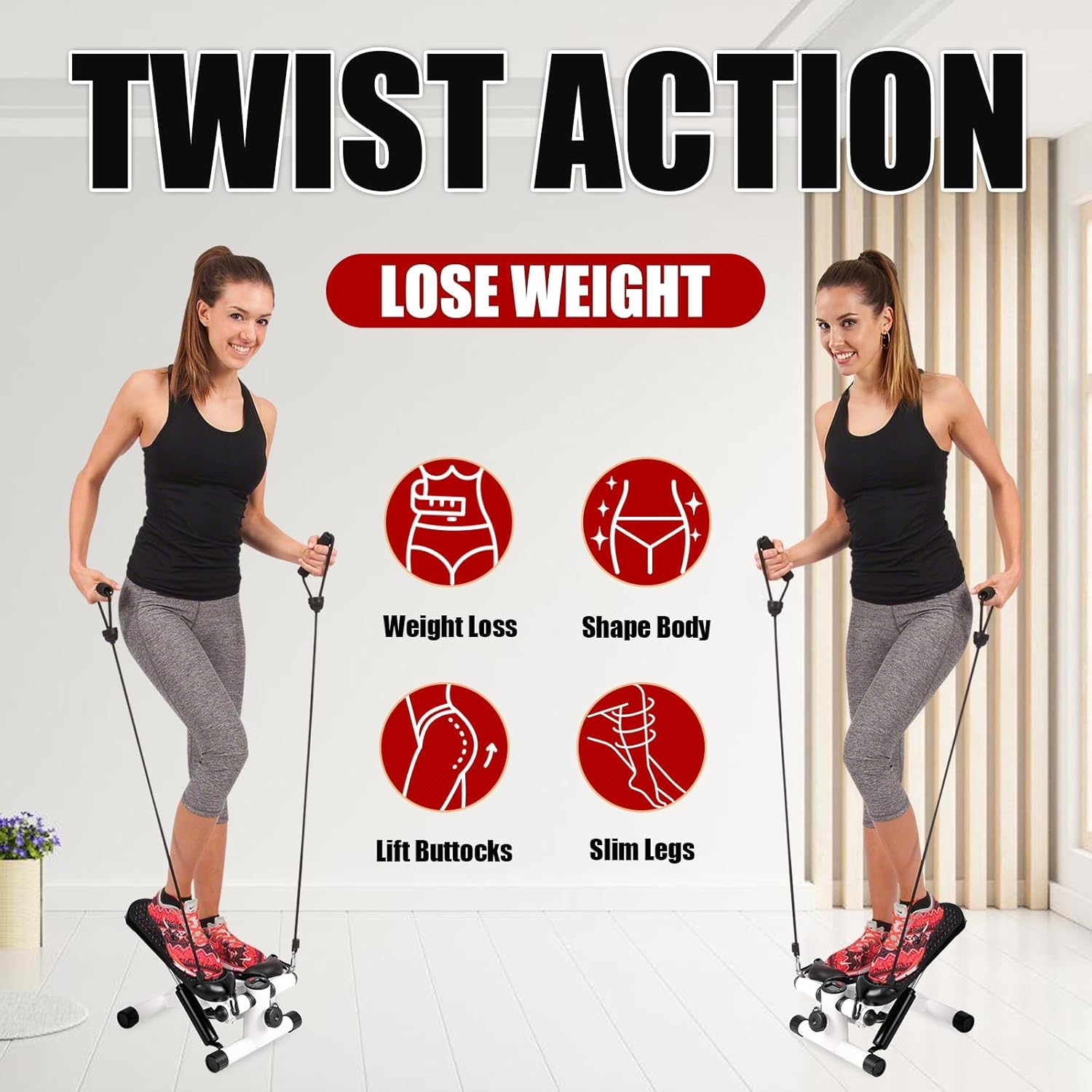 Stepper Silent and Compact Foot Fitness Equipment for Aerobic and Strength Training Digital Display Waist Shaping Weight Loss Fat Burning Max Capacity 125Kg Indoor Use image number 3