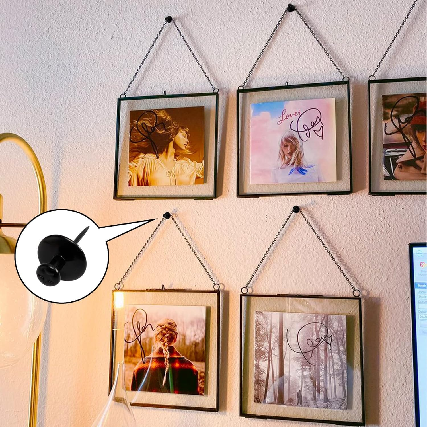 Xinghonyac 30 Pcs Double Headed Picture Hanging Nails, Double Headed Nails, Thumb Tacks for Wall, Picture Photo Frame Small Head Hanging Nails, Decorative Push Pin Hooks for Home, Office, School image number 3