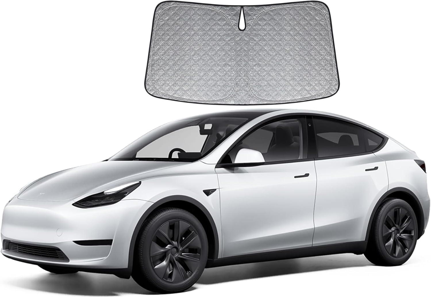 OTTO Shades Thick Windscreen Sunshade for Tesla Model Y 2022-2024 Premium 6 Layers UV Protection Foldable Windshield Sun Visor Heat Shield Cover Make Car Cooler image number 2