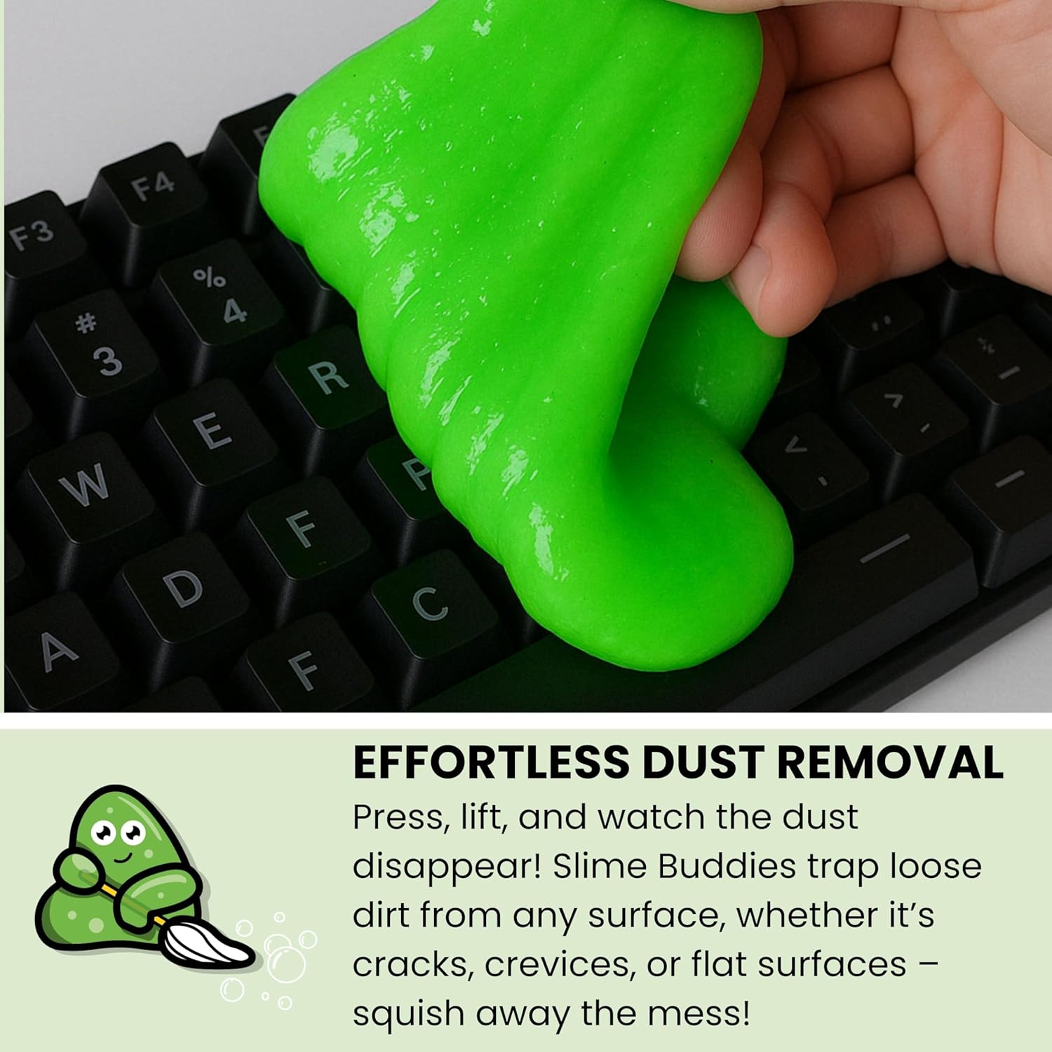 Slime Buddies Cleaning Putty Gel | Car Cleaning Gel for Air Vents & Interiors, Computer, Macbook & Laptop Keyboard Cleaner | Clean Hard to Reach Spaces | Surface Dust Cleaner | Apple Scent 160G - Apple image number 6