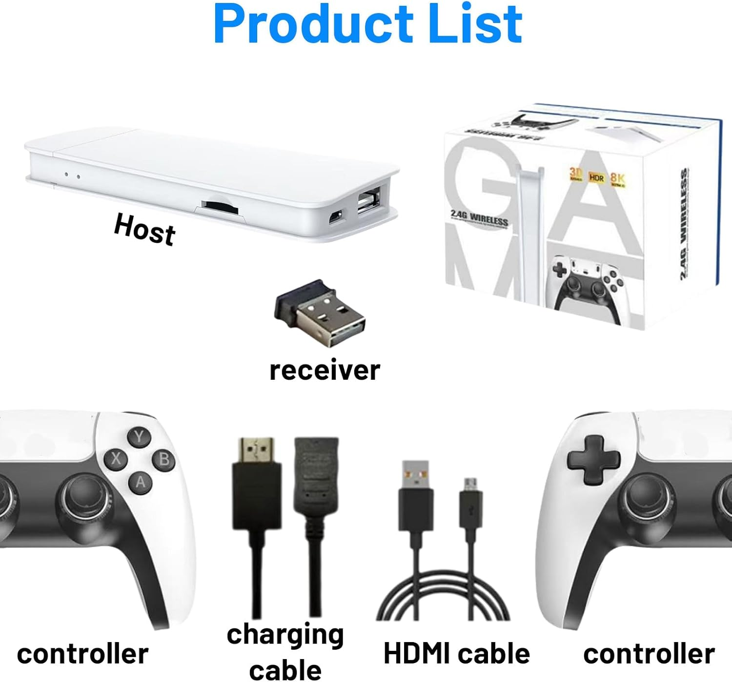 4K Retro Game Stick, Wireless Retro Game Console with 42000+ Games, 2.4G HDMI Output, 4K Video Gaming Stick with Two Controllers, for Home and Party (128GB/42000+) image number 6