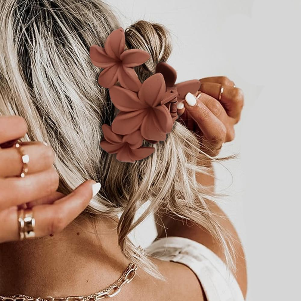 TOFBS Pack of 6 Hair Clips for Women Large Flower Shaped Claw Clips Stylish Non-Slip Matte Hair Clips Hair Decoration Accessories image number 4