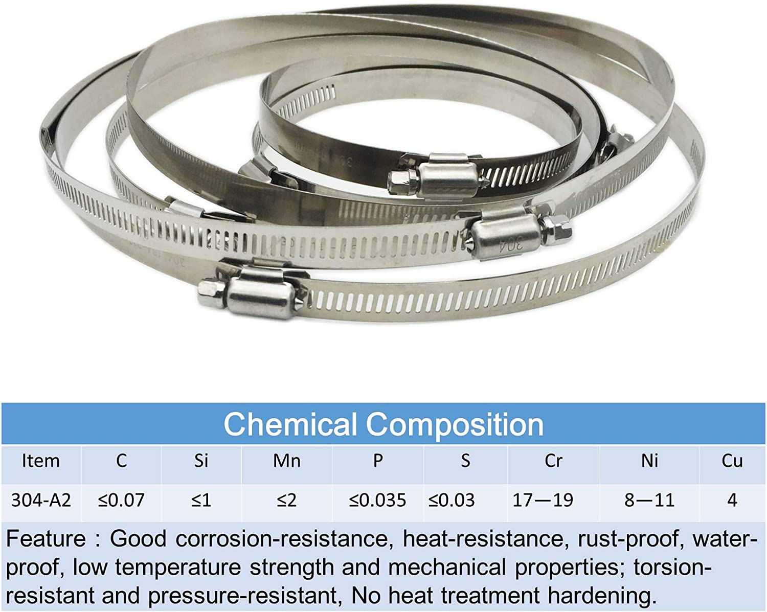 8Pcs 3" Adjustable 304 Stainless Steel Duct Clamps Hose Clamp Pipe Clamp Air Ducting Clamp Worm Drive Hose Clamps (65Mm-89Mm)