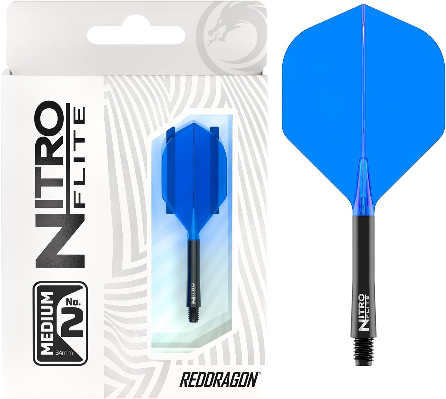 RED DRAGON Darts &ndash; Nitro Flite Integrated Flight & Shaft System &ndash; No.2 Shape and Design - Available in Short, Intermediate & Medium - Available in Variety of Colours - Professional Darts Accessories image number 6