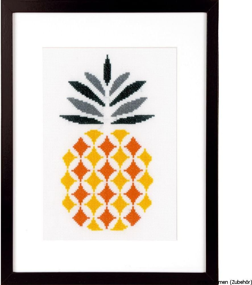 Vervaco 14 Count Pineapple on Aida Counted Cross Stitch Kit, 6.25" X 10.25" image number 1