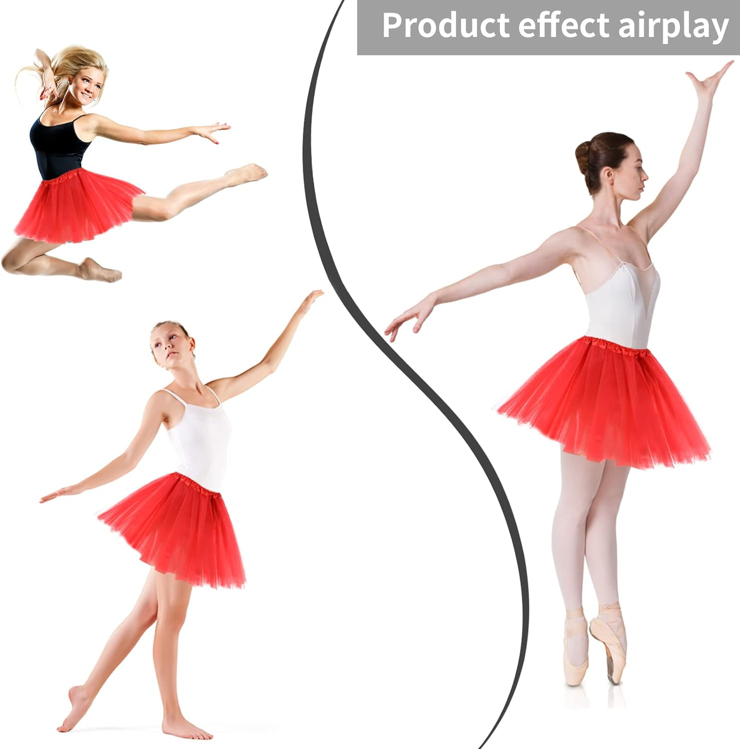 1 Pack Adult Tulle Tutu Skirt Women'S Vintage Tulle Bubble Tutu Skirt Prom Party Skirt Elastic 3 Layer for Women and Teens image number 2