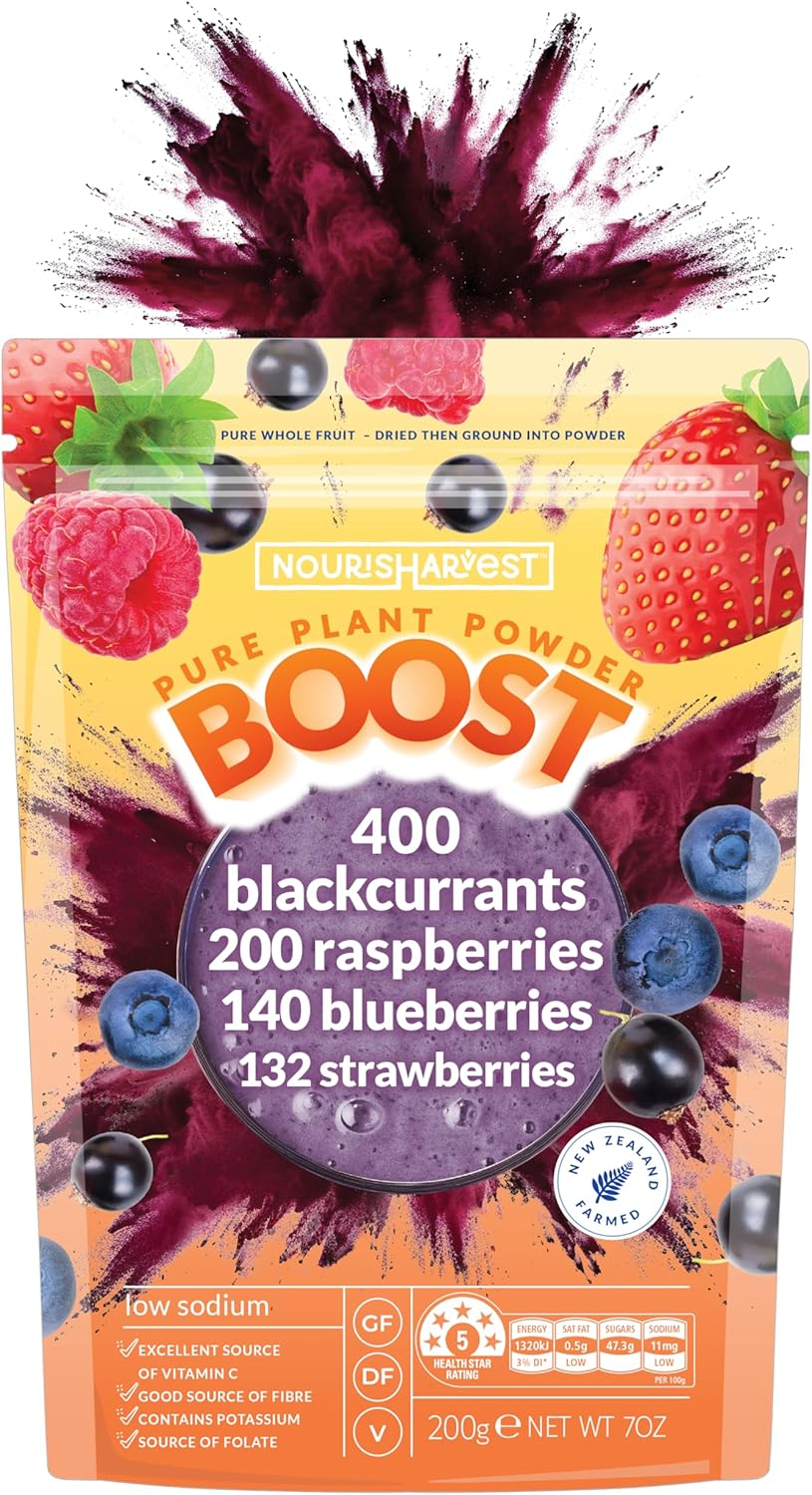 Nourisharvest Berry Smoothie Powder &ndash; 100% Natural Wholefood Blend with Blackcurrants, Raspberries, Blueberries & Strawberries &ndash; High in Fiber & Vitamin C &ndash; Antioxidant-Rich Superfood &ndash; Vegan, Gluten-Free &ndash; 200 Grams image number 1