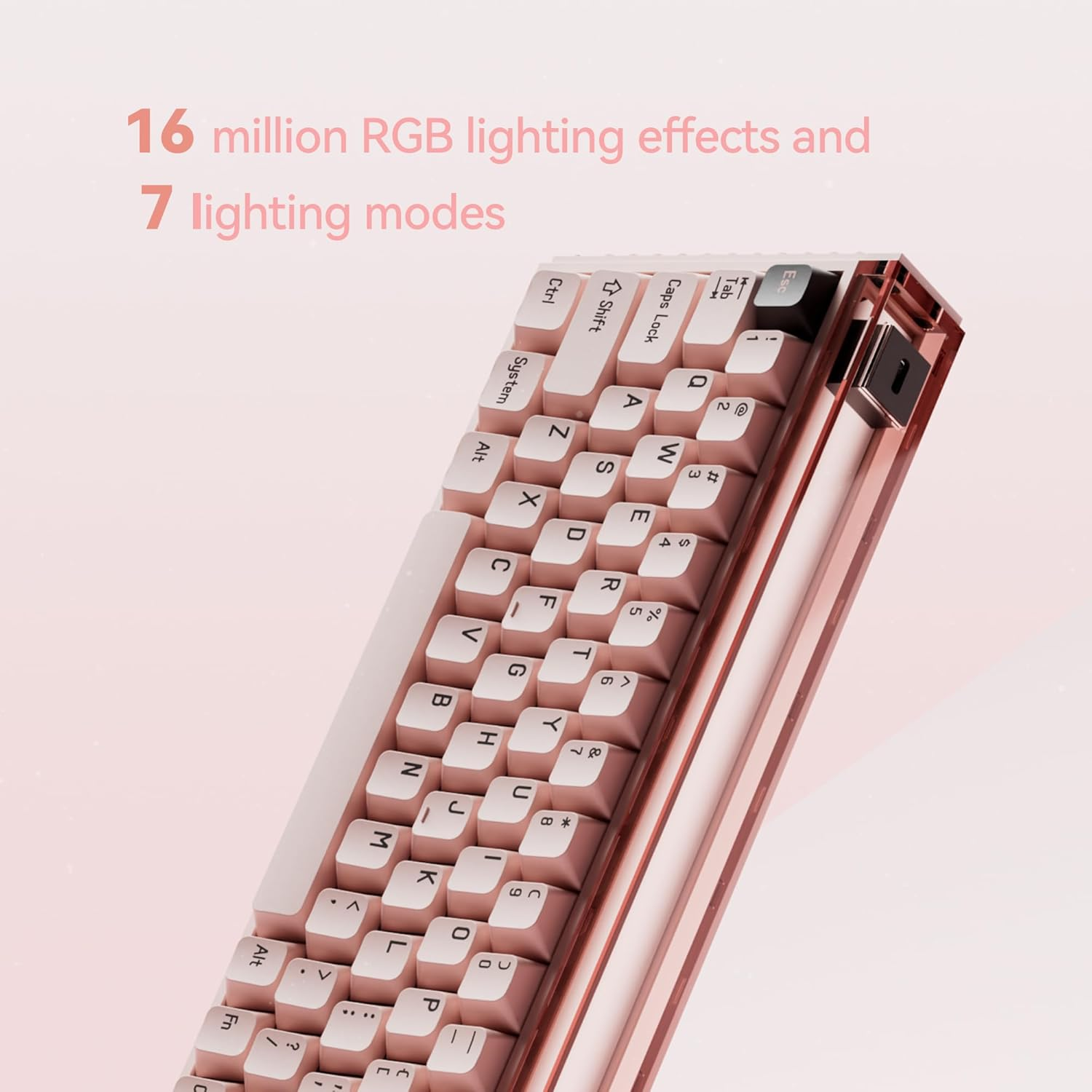 Melgeek MADE68 Pro Wired Keyboard, Hall Effect Magnetic Switch Gaming Keyboard, 65% Compact Rapid Trigger, Hot-Swappable, RGB Snap Tap & Adjustable Actuation, Online HIVE Custom (Pink) image number 3