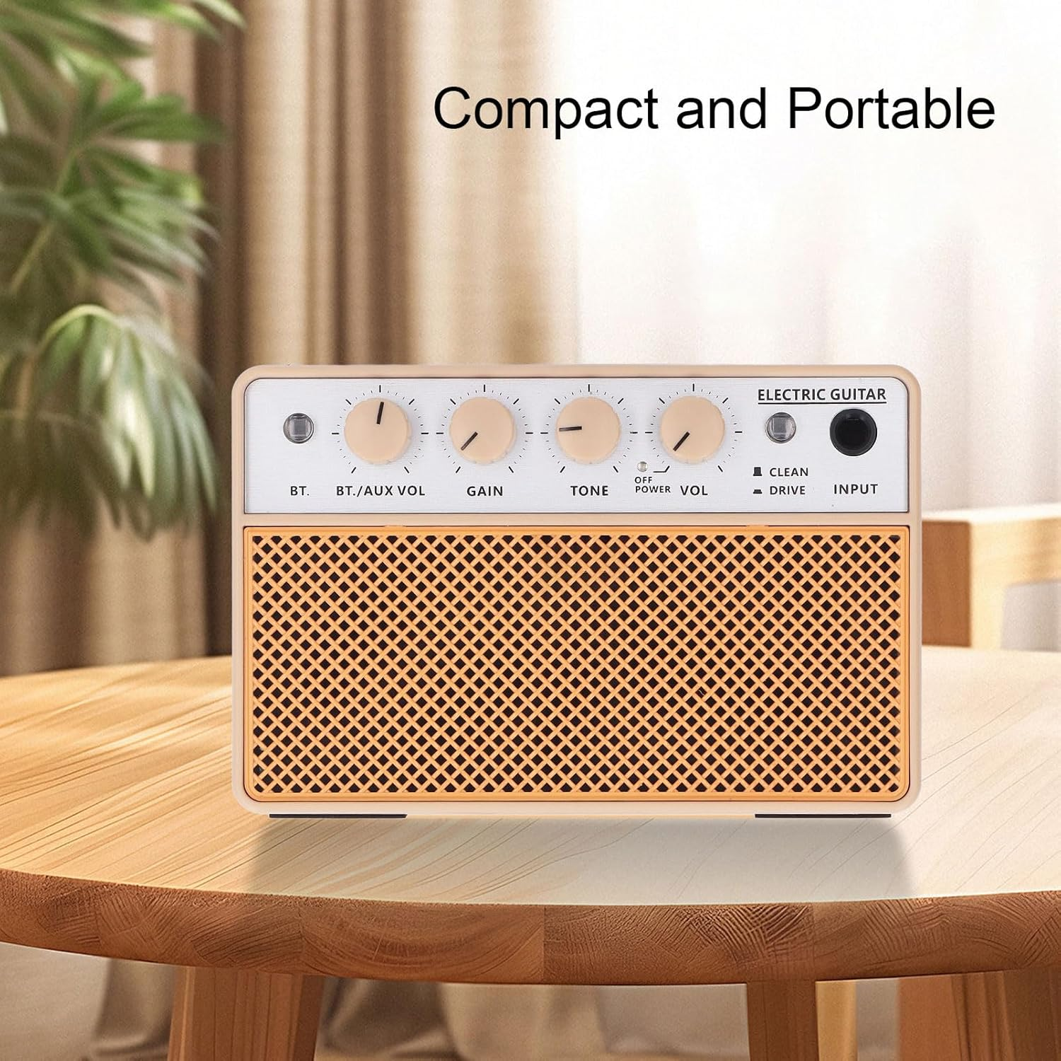 10W Electric Guitar Amplifier, Double Channels Portable Guitar Amp, 3000Mah Practice Guitar Amp with BT and AUX Input, Headphone Output, Clean and Drive Channels image number 2