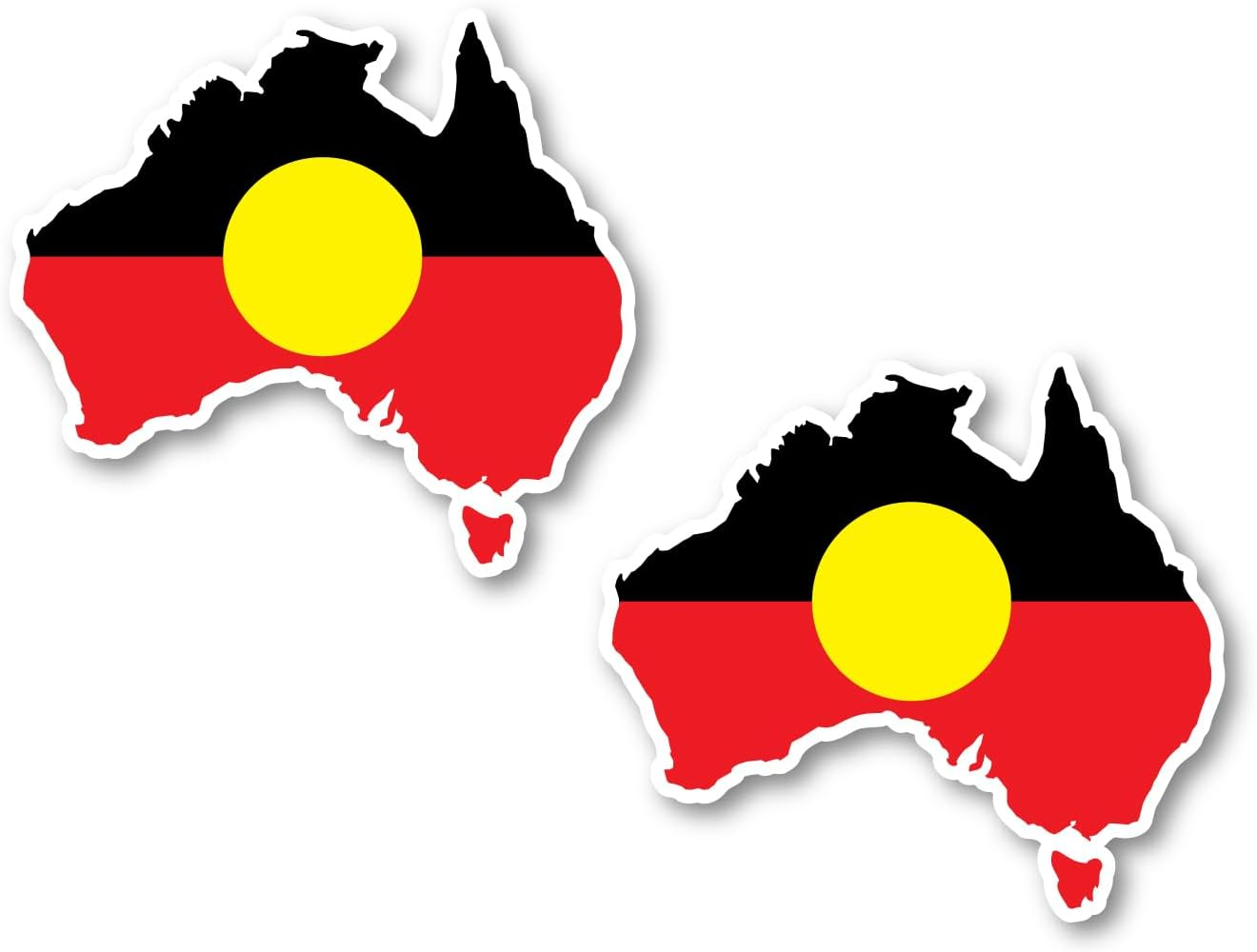 Aboriginal Flag Australia Map Sticker Set 110Mm Each Quality Water & Fade Proof Vinyl
