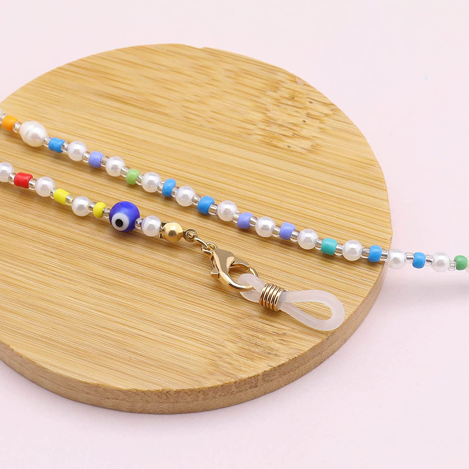 Emsea Colorful Beaded Eyeglass Chain Letter Non-Slip Reading Glasses Holder Strap Spectacles Cord Lanyard Eyewear Sunglasses Retainer for Women Girls image number 5