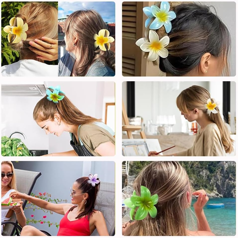 HSAJS Pack of 6 Flower Hair Clips Hawaii Non-Slip Hair Jaw Clips Cute Jelly Colour Hair Clips Strong Hold Styling Accessories Flower Clip for Women Girls Gifts image number 6