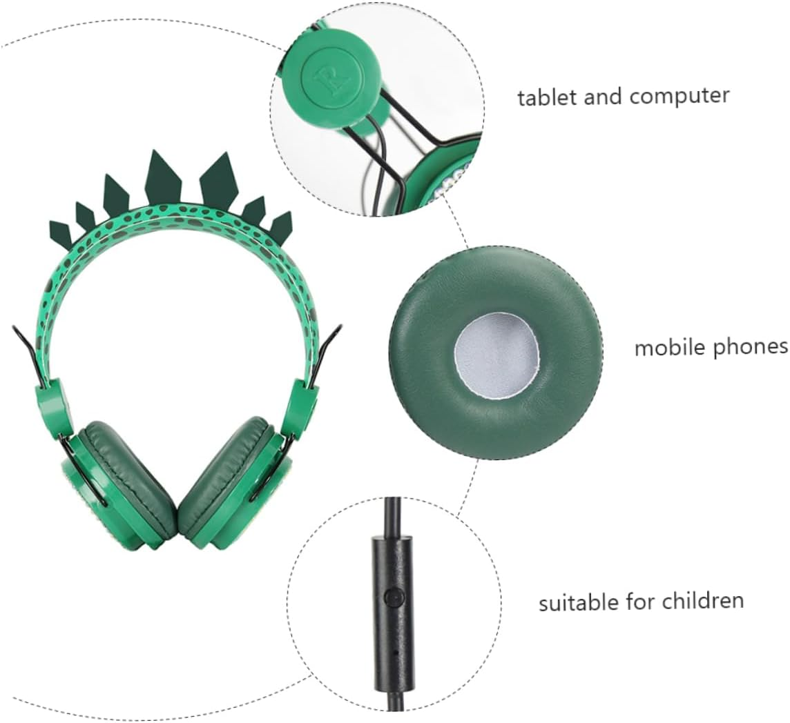 MOLUCKFU Children Headphones with Microphone Dinosaur Design Safe Volume Control for Boys and Girls School Travel Use image number 3