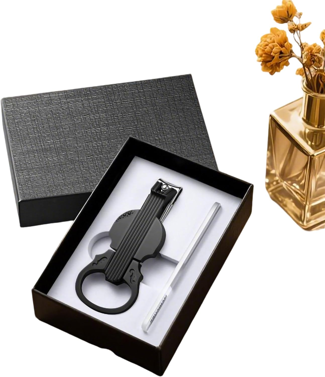 Nail Clippers with Magnifying Glass for Senior, Sharp Heavy Duty Steel Blade, Detachable Magnifier Loupe Set (Black)