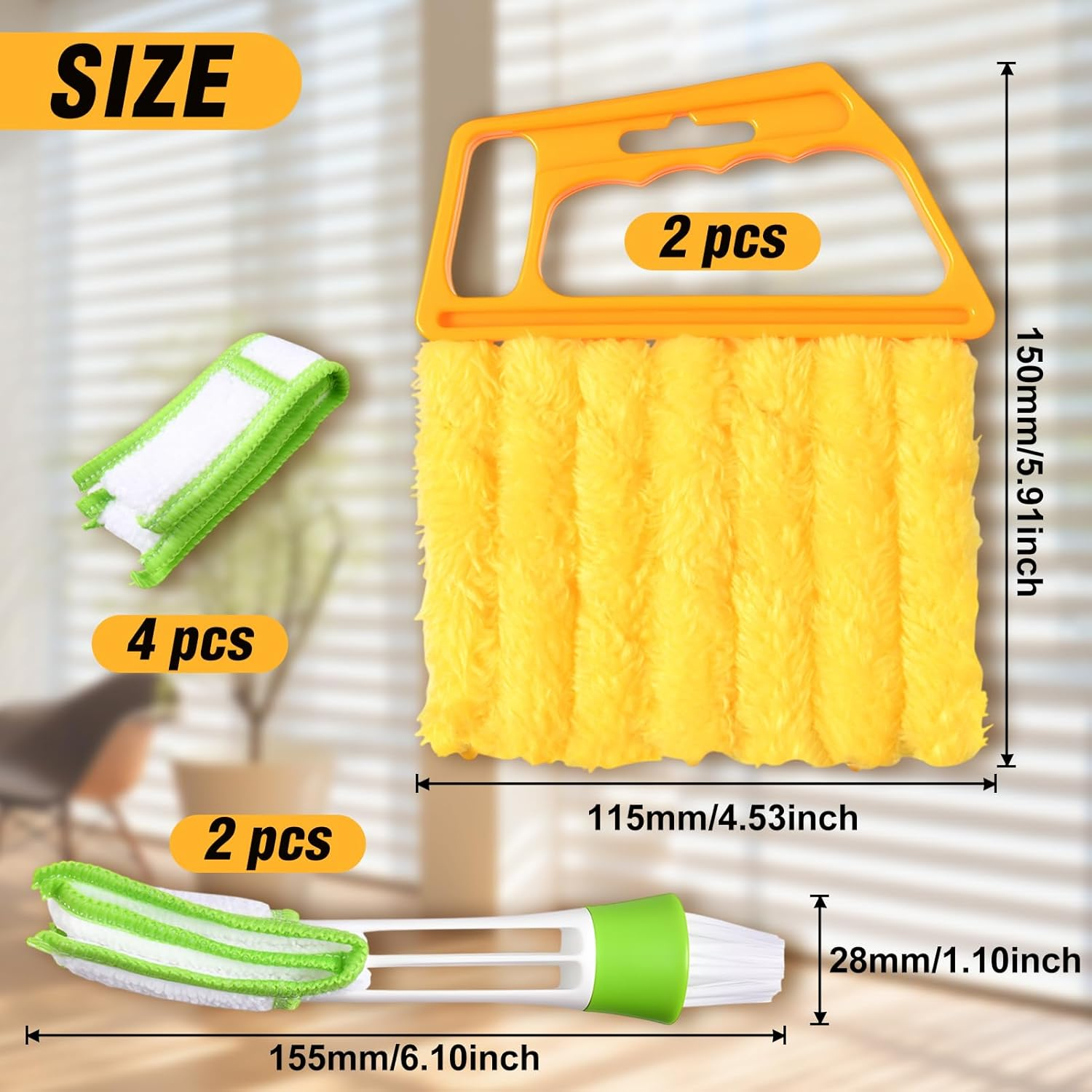 LEONTOOL 8 Pcs Window Venetian Blind Cleaner Duster Tool, Washable 7 Fingers Dusting Cleaners and Air Vent Cleaner, Shutter Cleaners Brush,Blinds Air Conditioner Fan Duster Dirt Housekeeping Tool image number 6