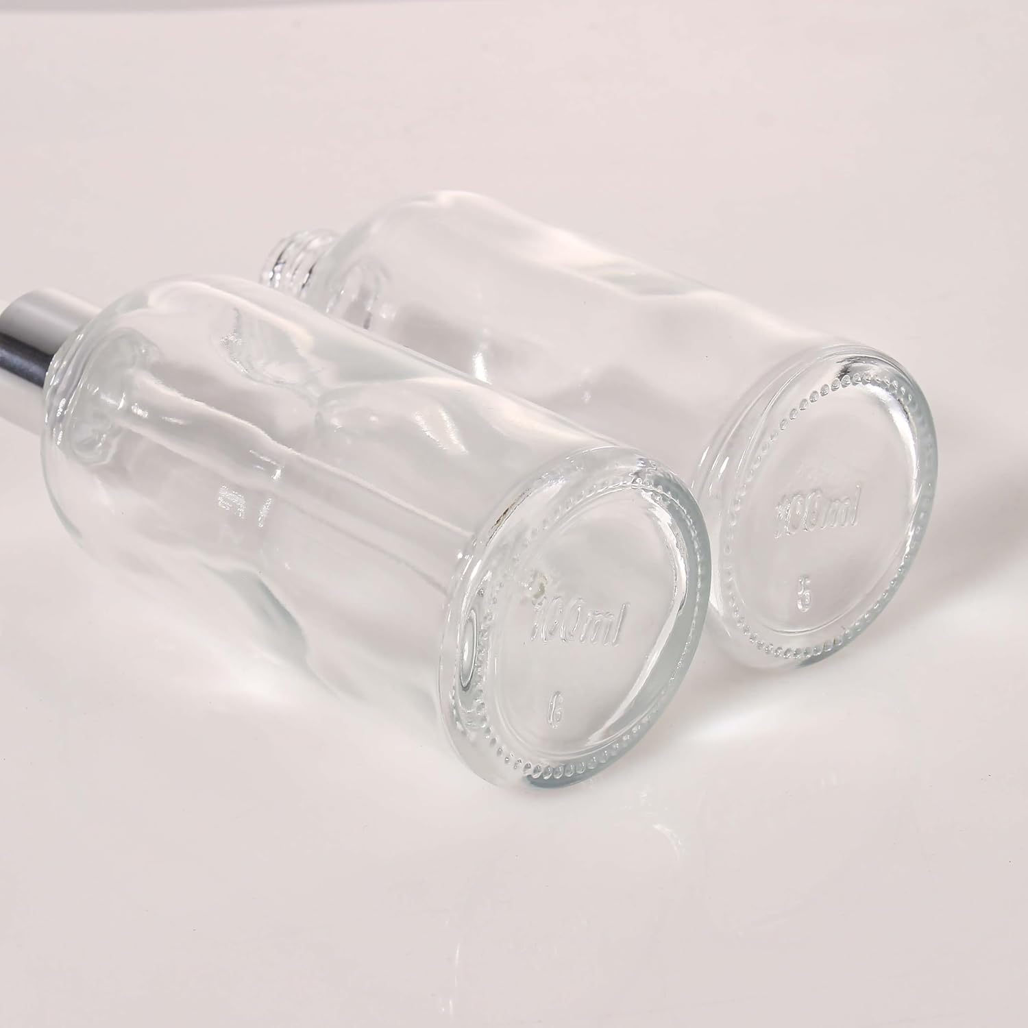 COSIDEA 3 Pcs Empty 3.33Oz / 100Ml Clear Glass Dropper Bottles Silver Droppers for Oils Essential Oil Bottle Travel Serum Containers image number 2