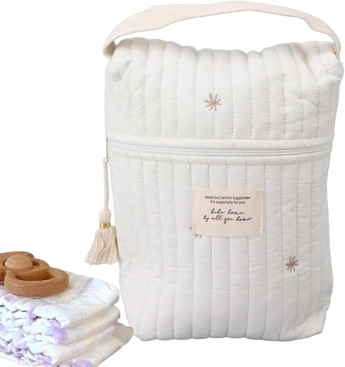 Diaper Bag Organizer Pouch, Soft Storage Bag, Baby Feeding Bottle Holder, Wipes Storage Pouch, 36X28X8 Cm, Cartoon Quilted Diaper Organizing Pouch for Bottles, Wipes, and Pacifiers image number 4