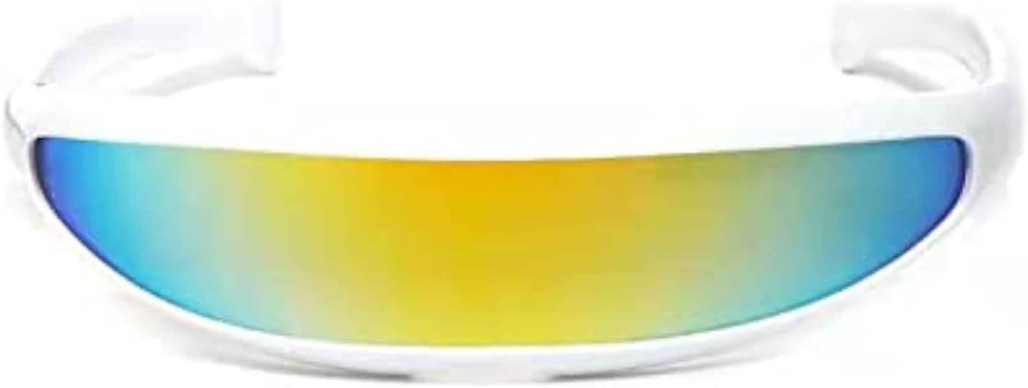Futuristic Narrow Cyclops Sunglasses Robot Space Costume Color Mirrored Lens(Color White) image number 5