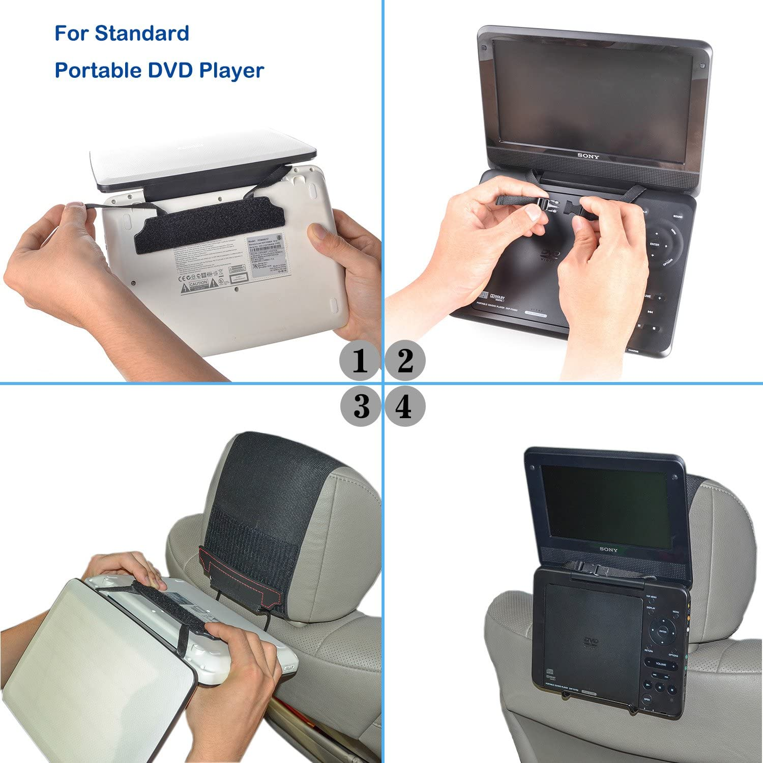 TFY Universal Car Headrest Mount Holder for Portable DVD Player image number 2