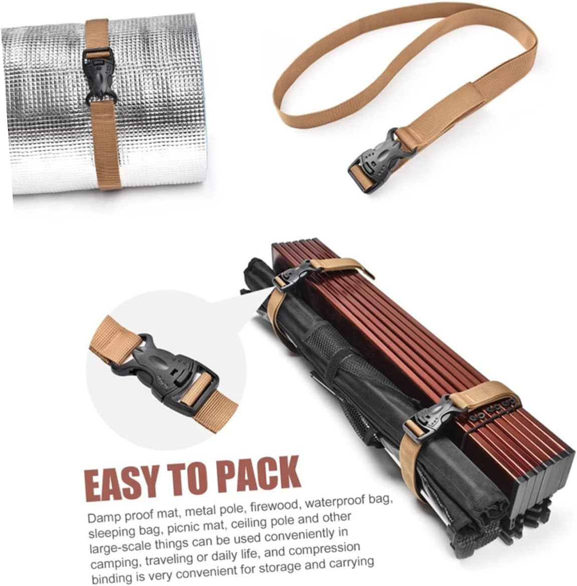 Zerodeko 3Pcs Canopy Straps Outdoor Luggage Straps Wear-Resistant Luggage Bands Bundling Belt for Camping Mat Garden Storage Box Outdoor image number 1