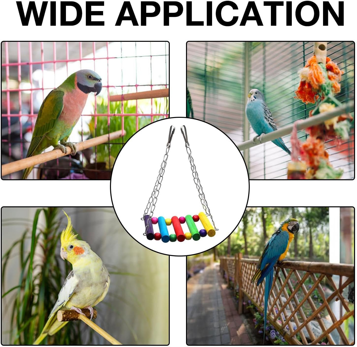Bird Ladder Bridge Rainbow Bridge Hanging Toy, Safe Chew Toy, Cockatiel Cage Hammock Swing Toy for Hanging, Toy for Parakeets, Finches image number 1